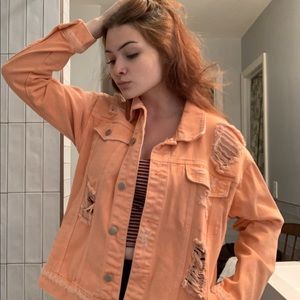 FOREVER 21 Light Wash Orange Denim Jacket